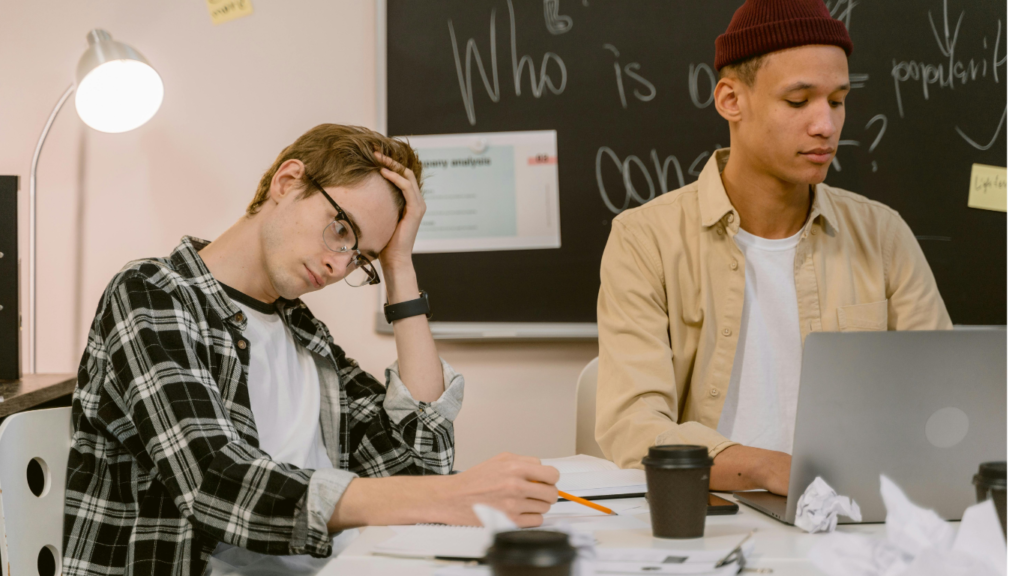 Students focusing on studies balancing academic stress with a healthy lifestyle and movement breaks