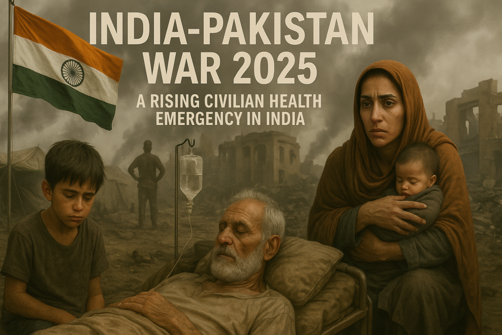 A comprehensive overview of the India-Pakistan war health impact, detailing civilian injuries, disrupted healthcare access, mental health decline, and disease outbreaks in border areas.