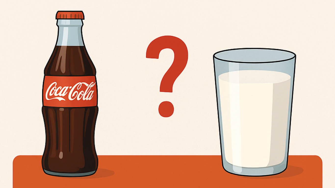 Infographic explaining whether you can drink milk after Pepsi or Coke, highlighting a 30 to 60-minute wait time, tips to avoid digestive discomfort, and visual icons of a soda bottle, milk glass, and caution sign